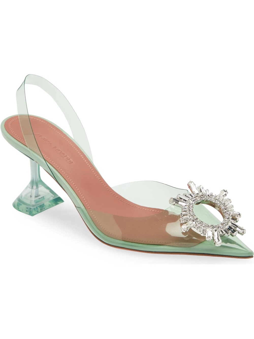Amina Muaddi Begum Glass Pointed Toe Slingback Pump